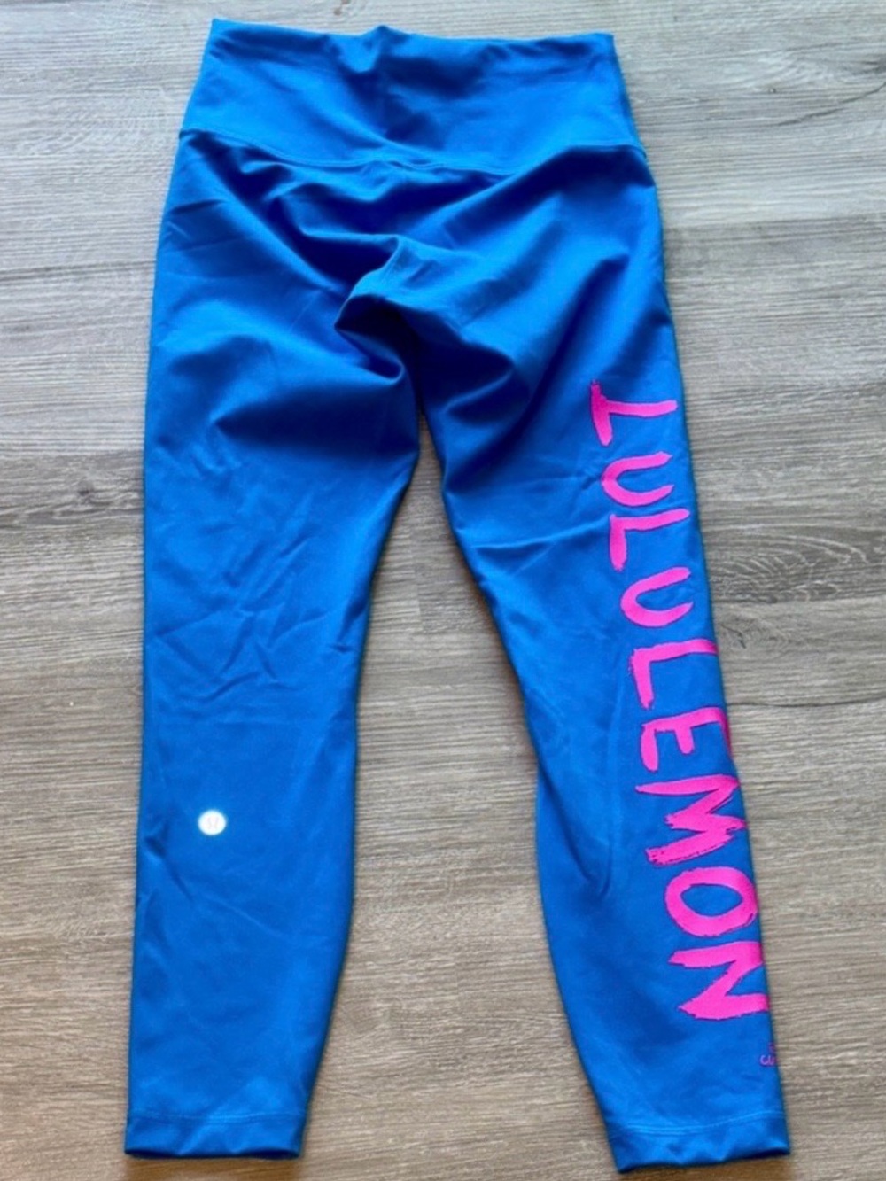 lululemon athletica Bright Blue Kids' Leggings with Pink Side Logo